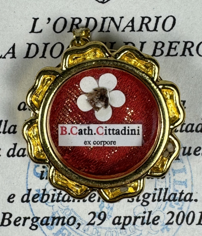 2001 Documented reliquary theca with relic of the Blessed Caterina Cittadini, founder of Ursuline Sisters of St. Jerome Emiliani
