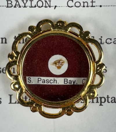 1992 Documented reliquary theca with relic of St. Paschal Baylon, the Seraph of the Eucharist
