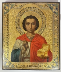 Fancy Russian Icon - St. Unmercenary Healer &amp; Greatmartyr Panteleimon (Pantaleon)