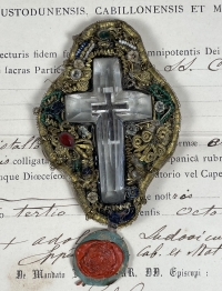 1883 Documented crystal theca with relics of the True Cross of Jesus Christ