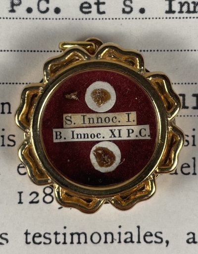 1993 Vatican documented reliquary theca with relics of 2 Popes: St. Pope Innocent I &amp; Blessed Pope Innocent XI
