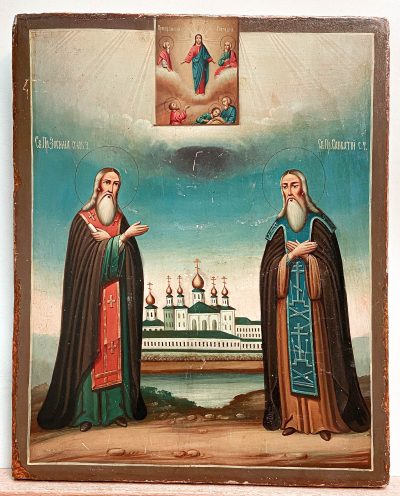 Russian Icon - Saints Zosima &amp; Sabbatius, Founders of the Solovetsky Monastery
