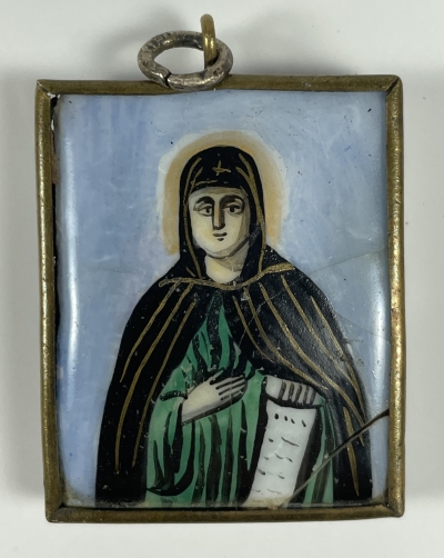 Small Russian Finift Porcelain icon of St. Venerable Sofia of Syzdal