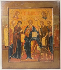 Large Russian Icon - Christ Enthroned with Angels &amp; Saints