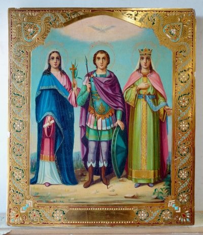 Russian Icon - 3 Saints: Martyrs Mary, Alexander &amp; Alexandra