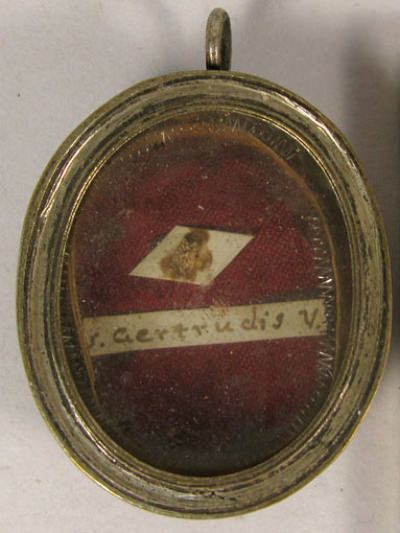 Theca with first-class ex ossibus relic of Saint Gertrude the Great