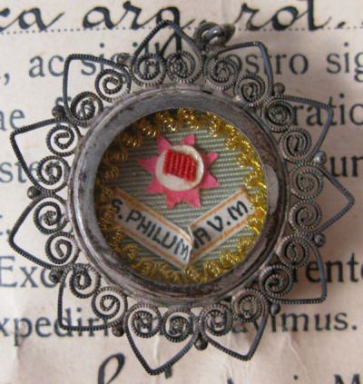Documented theca with relic of Saint Philomena Virgin Martyr
