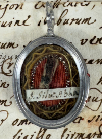 1764 Documented reliquary theca with relic of St. Sylvester, Abbot, founder of the Sylvestrine Congregation