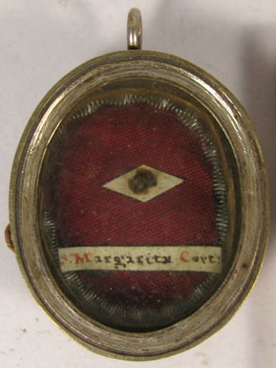 Theca with first class relic of Saint Margaret of Cortona