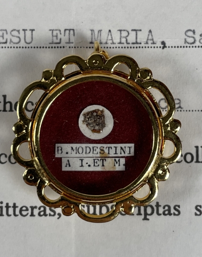 1995 Documented reliquary theca with relics of the Blessed Modestino of Jesus and Mary O.F.M. (Domenico Mazzarella)