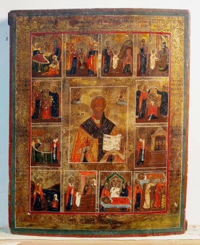 Russian Icon - St. Nicholas the Wonderworker of Myra, His Life &amp; Miracles
